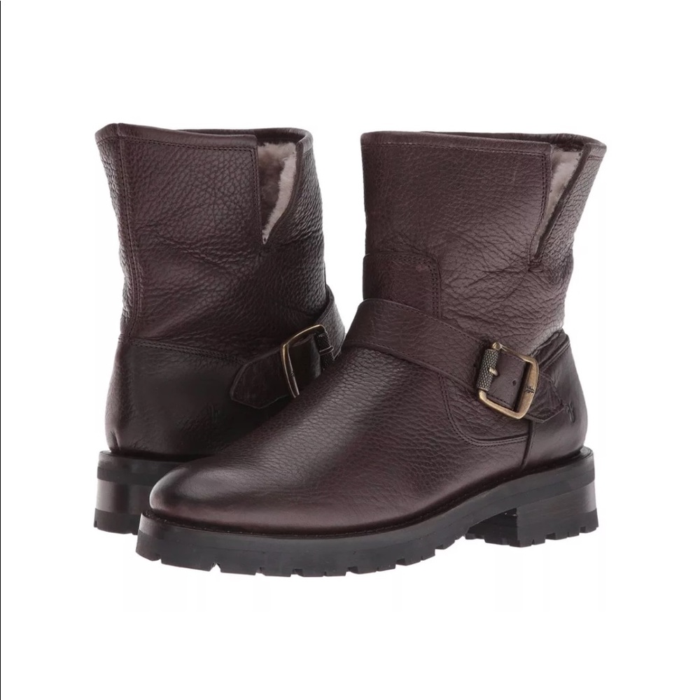 Frye Natalie shearling lining Engineer Boots 8.5